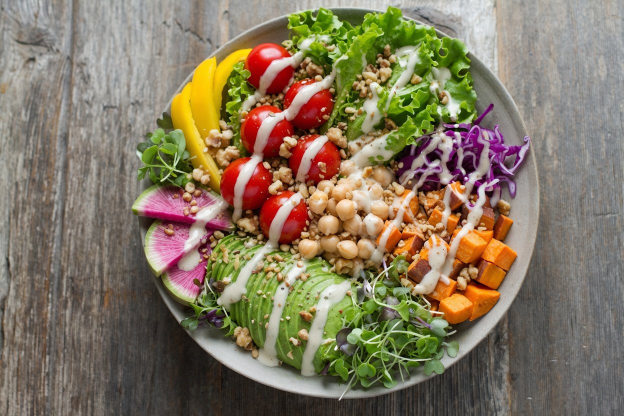 A vibrant seasonal salad with fresh vegetables